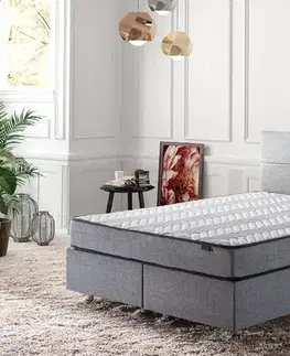 Boxspring Double Mattress, Base & Headboard Silver - Grey (140 x 190)
