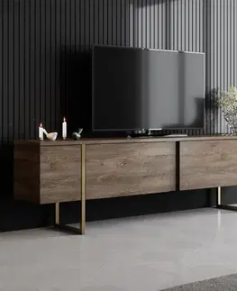 TV stolíky TV stolík Luxe - Walnut, Gold