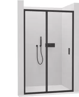 Sprchovacie kúty CERANO - Sprchové posuvné dvere Varone LINE Ľ/P - 6 mm - čierna matná, transparentné sklo - 90x195 CER-478081