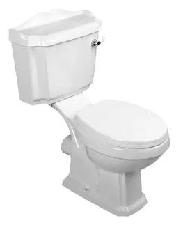 Záchody AQUALINE - ANTIK WC retro kombi zadný odpad + sedadlo, biela AK107-01