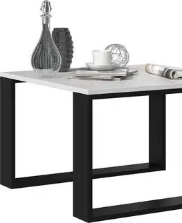 Konferenčné stolíky LIVIO LOFT moderný mini kávový stolík, biely/čierny