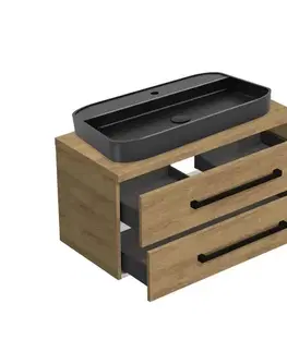 Kúpeľňový nábytok Kúpeľňová skrinka s umývadlom a krycou doskou SAT Cube Way 100x47,5x46 cm dub Hickory mat CUBE46C1003DHSAT40 CUBE46C1003DHSAT40
