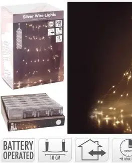 Vianočné osvetlenie Kinekus Svetlo vianočné kaskáda 80 LED teplé biele, s časovačom, s funkciami, baterky, vonkajšie/vnútorné