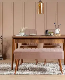 Jedálenské sety Jedálenský set s rozkladacím stolom a stoličkami (4 kusy) Vina 0900 - 3 - Walnut, Stone