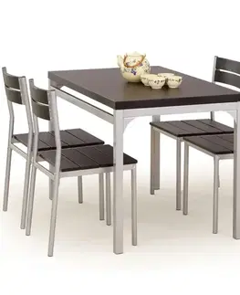 Jedálenské zostavy Sada stôl Malcolm + 4 stoličky mdf/oceľ – wenge