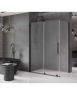 Sprchovacie kúty MEXEN/S - Velár sprchovací kút, posuvné dvere 160 x 75, dekor, čierna 871-160-075-31-70