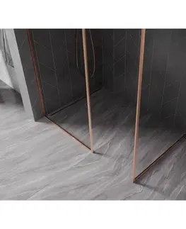 Sprchové dvere MEXEN/S - Kyoto-XF Sprchová zástena WALK-IN s rámom 130 x 70, transparent 10 mm, meď kartáčovaná 800-130-202-04-65-070-XF