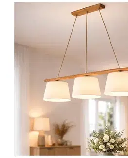 Svietidlá  Závesný luster AIDA na lanku, 3× E27 (max. 60 W), 230 V, priemer 25 cm, dub LD 3.98 DĄB RUSTIK