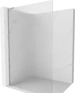Sprchové dvere MEXEN/S - Kioto L Sprchová zástena WALK-IN 100 x 200, prúžky, nikel kefovaná 800-100-103-97-09