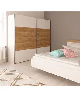 Postele KONDELA Gabriela 160 posteľový rám biela / dub artisan