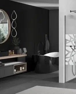 Sprchové dvere MEXEN/S - Kyoto Sprchová zástena WALK-IN 70 x 200, biely vzor 8 mm, grafit metal 800-070-101-95-85