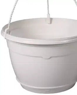 Záhrada Kvetináč závesný Teku s podmiskou plastový biely d25 cm