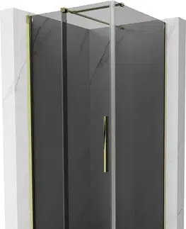 Sprchovacie kúty MEXEN/S - Velár sprchovací kút, posuvné dvere 90 x 90, grafit, zlato 871-090-090-41-50