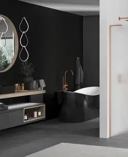 Sprchové dvere MEXEN/S - Kioto L Sprchová zástena WALK-IN 110 x 200, dekor, meď kartáčovaná 800-110-103-65-30