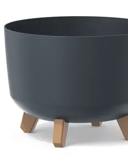 Kvetináče a truhlíky NABBI DGRL300 plastový kvetináč na nožičkách 29 cm antracit