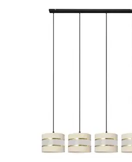 Svietidlá  Luster na lanku HELEN 4xE27/15W/230V krémová/čierna/zlatá W-L 0801/4 BK-B +EC+GO+MAT