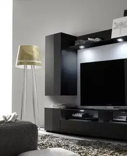 Obývacie steny LIONE 1 moderná obývacia zostava, čierna/čierny lesk