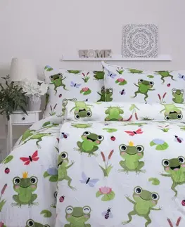 Obliečky Obliečky mikroplyš Exclusive – Žabky - 140 × 200 cm - 70 x 90 cm
