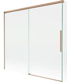 Sprchové dvere MEXEN/S - Rox vaňová zástena 2-krídlová posuvná 170 + 75 x 150, transparent, měď kartáčovaná 8C9-170-075-65-00
