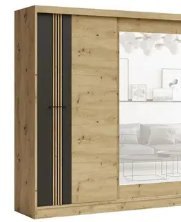 Šatníkové skrine Skriňa Molto ML-200 artisan/čierna