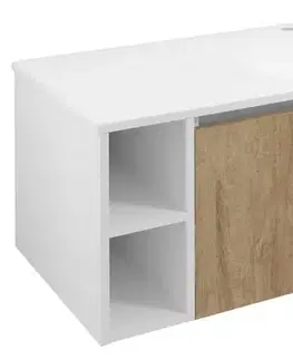 Kúpeľňový nábytok SAPHO - LOREA skrinka 100x46x51,5cm (20+80cm), pravá, dub Alabama/biela matná LE080-2231-R-02