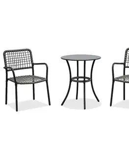 Záhradné zostavy Autronic Záhradný set 1+2, kov, polyratan, sivá ,AZ-L1103 GREY
