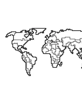 Bytové doplnky Kovová dekorácia na stenu SVETOVÁ MAPA, čierna