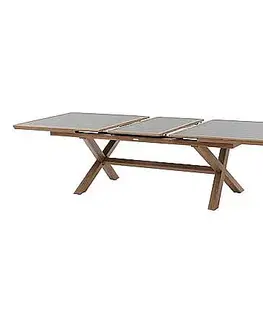 Stolčeky DEOKORK Hliníkový stôl BERGAMO I. 220/279 cm (antracit/dekor dreva)