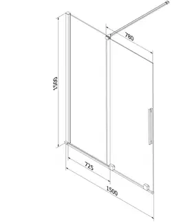 Sprchové dvere MEXEN/S - Velar Dvojkrídlová posuvná vaňová zástena 150 x 150, transparent, zlatá 896-150-000-01-50