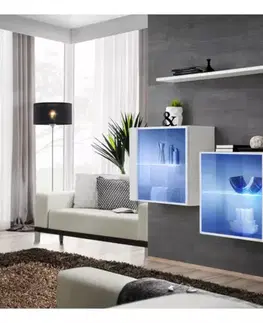 Komody do spálne Komoda+Polička Switch Sb III Led Biely