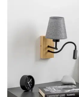 Svietidlá BRILAGI - LED Nástenná lampa NUBILA WOOD 1xE27/25W/230V + LED/3W dub/šedá BG1564+BG1569