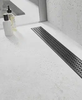 Sprchovacie kúty MEXEN/S - Flat M08 odtokový žľab 90 cm čierny 1725090-15