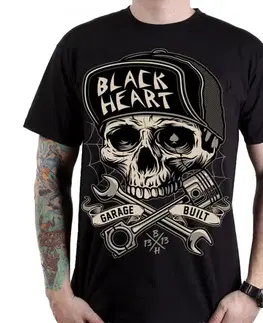 Pánske tričká Tričko BLACK HEART Garage Built čierna - 3XL