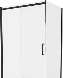 Vane MEXEN/S - Omega sprchovací kút 120x90, transparent, čierna + čierna vanička so sifónom 825-120-090-70-00-4070B