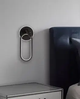 Nástenné svetlá Nástenná lampa MONET oválna čierna 13W LED 3000K, 4000K, biele tienidlo 6000K