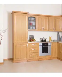Kuchynské horné skrinky KONDELA Lora New MDF LC Klasik koruna ku kuchynskej skrinke jelša