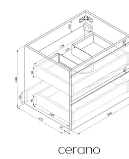 Kúpeľňový nábytok CERANO - Kúpeľňová skrinka pod umývadlo Carole - betónovo šedá - 54x48x45 CER-679468