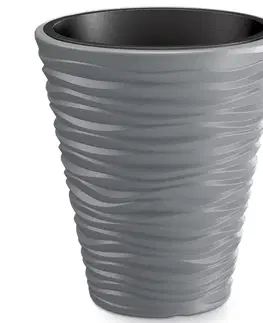 Kvetináče a truhlíky NABBI DBSA300 plastový kvetináč 29,5 cm sivý kameň