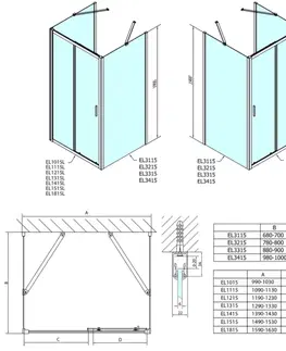 Sprchovacie kúty POLYSAN - EASY sprchový kout tri steny 1200x800, L/P varianta, číre sklo EL1215EL3215EL3215