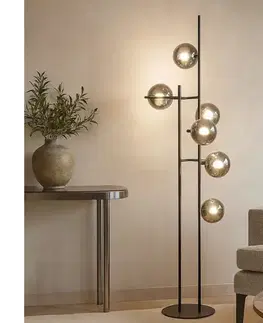 Lampy Ondaluce - Stojacia lampa JEWEL 6xE14/10W/230V 166 cm čierna/dymová čierna PT.JEWEL/NERO