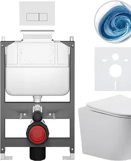 Záchody CERANO - Kompletný WC set Basic/Cesso - biela matná - WC tlačidlo Modulo/Biela - ovládanie zhora - predstenová inštalácia - 49x36 CER-8050BD86180