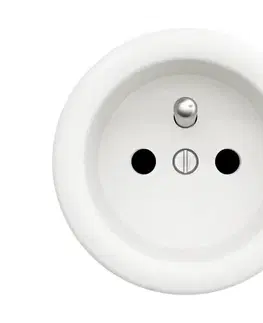 Predlžovacie káble Reblig - Retro domová zásuvka bez rámčeka 230V snehovo biela W/ZF
