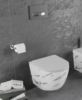 Záchody MEXEN - Lena Závesná WC misa vrátane sedátka s slow-slim, Duroplastu, biely kameň 30224091