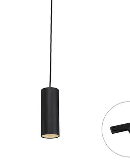 Koľajnicové svetelné systémy Dizajnová závesná lampa čierna vrátane 1-fázového koľajnicového adaptéra - Slimline Tubo