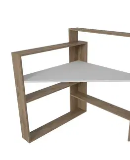 Písacie stoly Písací stôl Kelly - Walnut, White