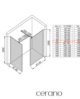 Sprchovacie kúty CERANO - Sprchová zástěna Walk-in Onyx T L/P - 8 mm - hranatá vzpěra - chrom, rýhované sklo - 90x90x200  CER-8050BD2721
