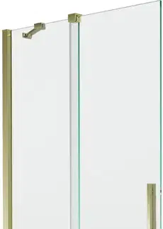 Sprchové dvere MEXEN/S - Velar Dvojkrídlová posuvná vaňová zástena 95 x 150, transparent, zlatá 896-095-000-01-50