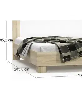Postele NABBI Mateo LB-160 manželská posteľ s roštom 160x200 cm dub sonoma / biela