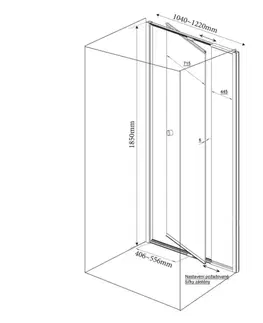 Sprchovacie kúty AQUALINE - AMICO sprchové dvere výklopné 1040-1220x1850, číre sklo G100