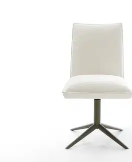 Jedálenské stoličky DELIFE Jedálenská stolička Lelio-Flex bouclé mäkký béžová krížová podstava titánová farba 360° otočný hojdacia funkcia vrecková pružina